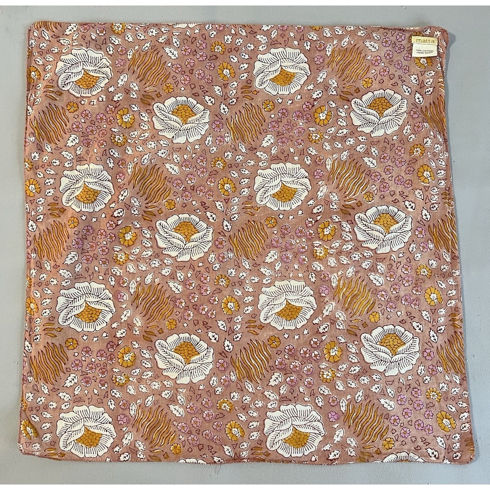 Matta pocket‎ handkerchief Multicolor Floral 18"x18" Cotton